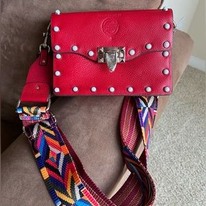 red Paolo de Santo handbag with design shoulder straps